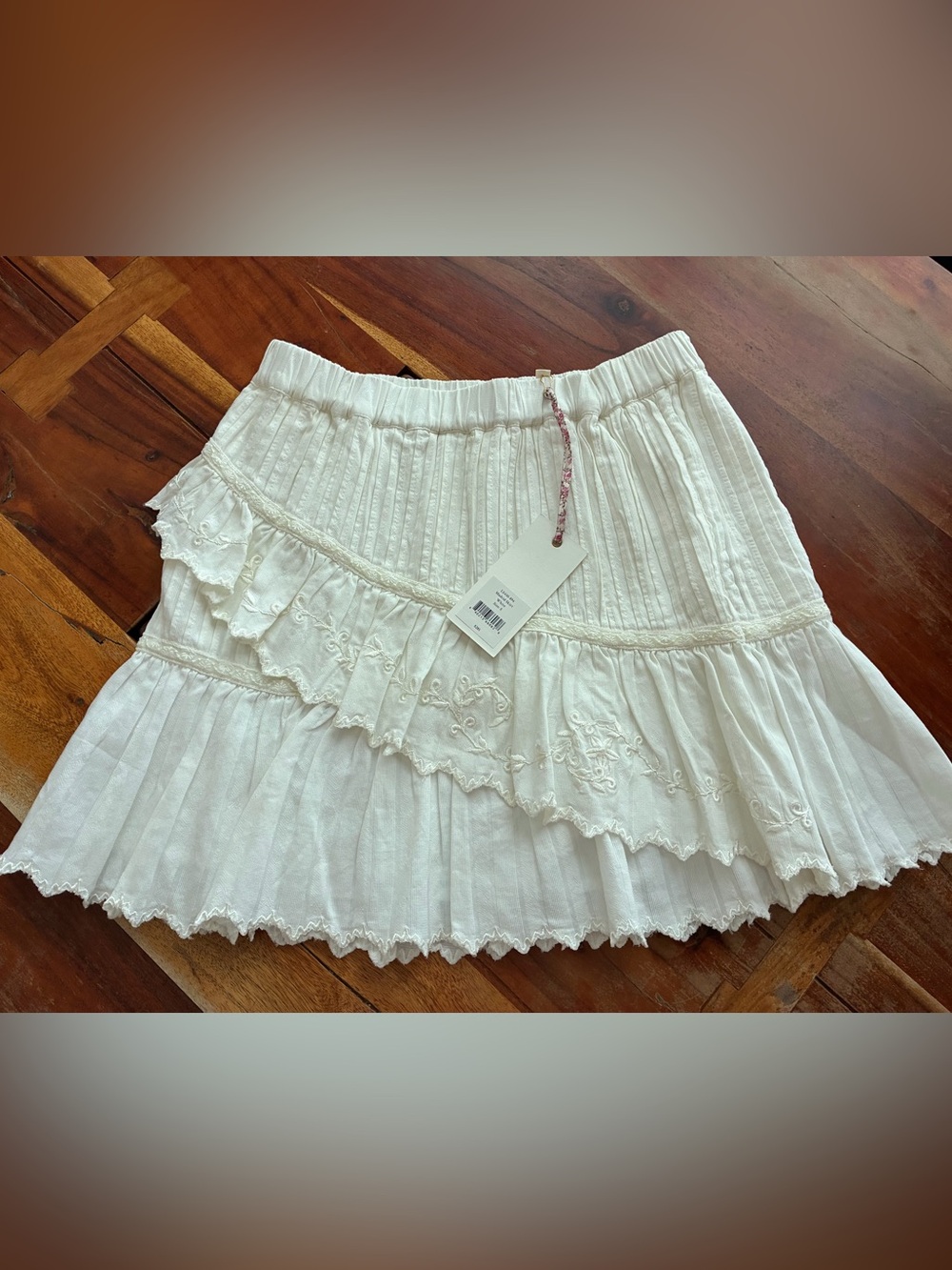 LoveShackFancy Madrid White Mini Skirt